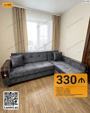 Divanlar: Künc divan – La Mini - Ölçülər: 240 × 150 sm - Mexanizm: açılan — 1