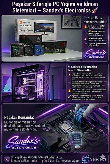 Masaüstü kompüterlər və komponentlər: .Oyun texnikası və sifarişlə PC yığımı — Sandex's Electronics 🚀 — 8