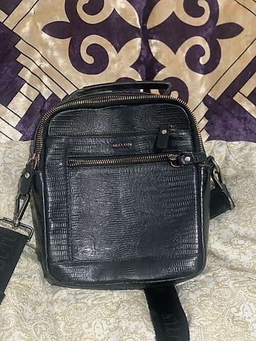 Барсетки: Сумка через плечо BUTUN, мужская - Материал: черная фактурная кожа с — 2