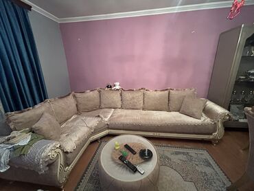 pufik divan: Угловой диван, Б/у, Раскладной, С подъемным механизмом, Велюровая ткань, Нет доставки