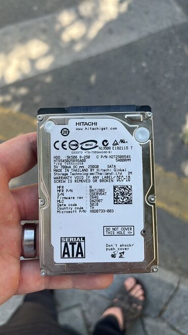 hitachi notebook: Daxili Sərt disk (HDD) Hitachi, 256 GB, 5400 RPM, 2.5"