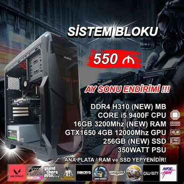 uşaq tableti: Sistem Bloku "Molten DDR4 Gaming Core i5 9400F GTX1650” DDR3 qiymətinə
