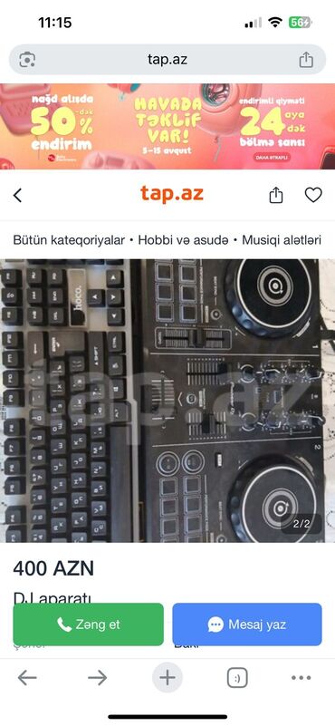 Səs avadanlığı: Pioneer DJ tərəfindən istehsal olunan bu qara rəngli DJ kontrolleri