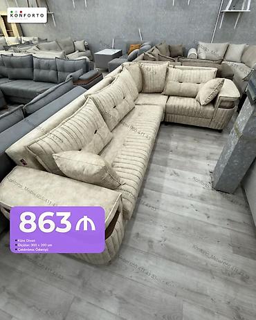 Künc divan – Konforto Mebel - Model: Künc divan - Rəng: açıq bej