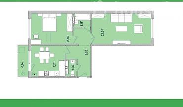 молодежный квартал плюс: 2 комнаты, 70 м², Таш-Рабат ТРЦ Элитка, 8 этаж, ПСО (под самоотделку) — 4