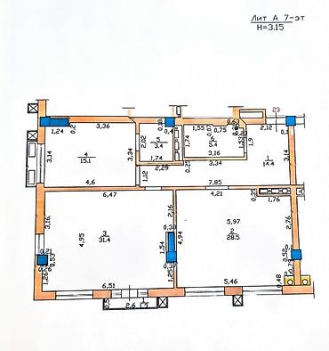 all group: 3 комнаты, 99 м², Джальская больница Элитка, 7 этаж, Свежий ремонт — 3