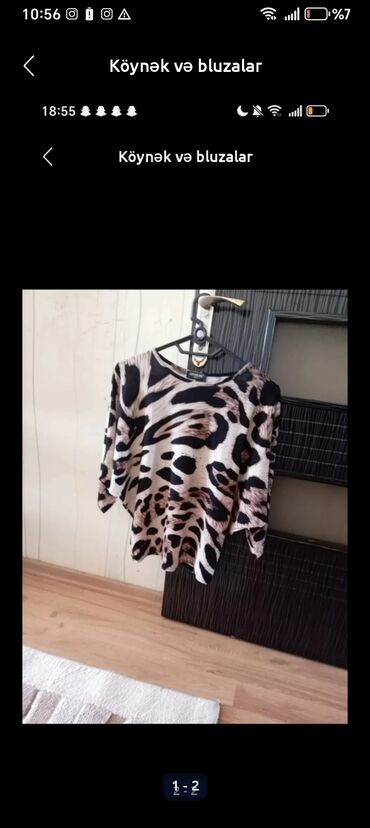 orus koynekler: Leopard naxışlı qadın bluzası - Rəng və naxış: Qara-bej-qəhvəyi