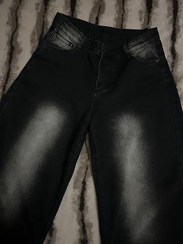 Cinslər: Qara-boz rəng keçişli cins şalvar - Model: Straight/regular kəsim — 3