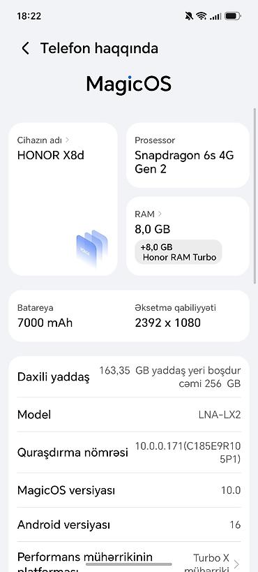 satılan telefonlar: Honor X8 5G, 256 GB, rəng - Qara, Barmaq izi — 3