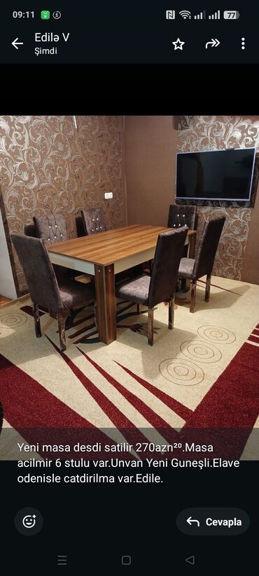 купить дачный стол и стулья: Yeni masa desdi satilir 270azn²⁰.Masa acilmir 6 stulu var.Unvan Yeni