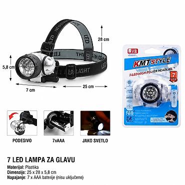 KMT Prednja lampa-granata 2001685 Višenamenska 7-LED lampa za glavu na lalafo.rs KMT Prednja lampa-granata 2001685 Višenamenska 7-LED lampa za glavu