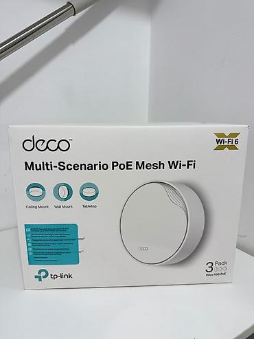 Модемы и сетевое оборудование: TP-Link Deco X50-PoE (набор из 3 узлов) + PoE-коммутатор Hikvision — 2