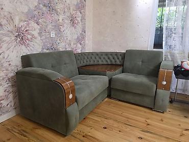 Künc divan dəsti - 3 hissəli L-forma: iki geniş oturacaq modul və