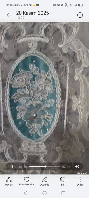 Pərdə və tüllər: İşlənmiş, Vilyur Pərdə, rəng - Ağ, Ödənişli çatdırılma — 7