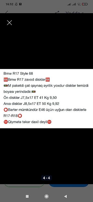 Диски: BMW R17 Style 68 orijinal zavod disklər - M paket dizaynı, boya — 3