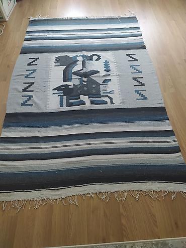 turk tekstil: Toxunma xalça/kiçik kilim - Rəng palitrası: boz, mavi, tünd mavi və — 1