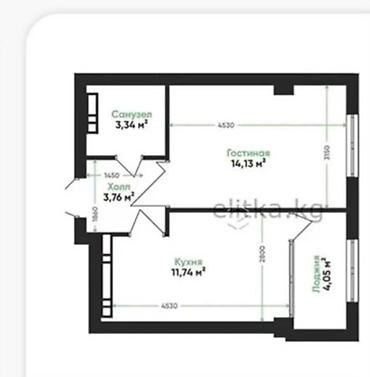 эсентай артвин: 1 комната, 37 м², Тунгуч мкр Элитка, 5 этаж, ПСО (под самоотделку) — 1