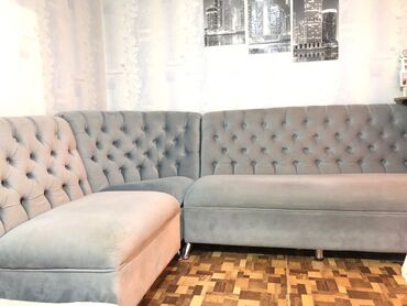 шатура мебель: Угловой диван, цвет - Серый, Б/у