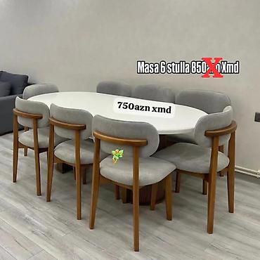 taxta stul stol: Qonaq otağı üçün, Yeni, Oval masa, 6 stul — 1