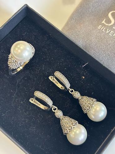 gümüş sirga: Dəstə daxildir: Sırğa, Üzük, Gümüş, 925 Əyar, 19 g — 6