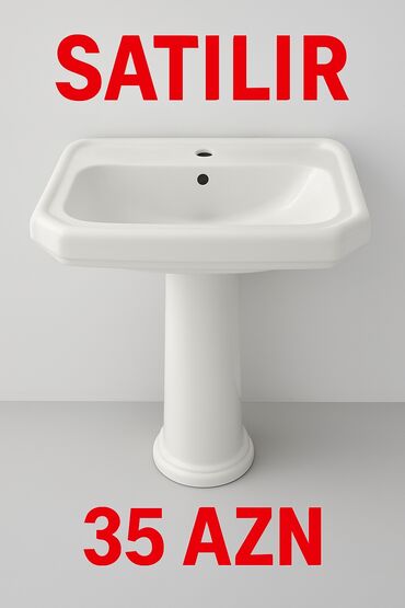 ucuz hamam aksesuarları: Keramika Pedestal Ustü Hamam Lavası — Əla Vəziyyətdə! Təmiz, zərif