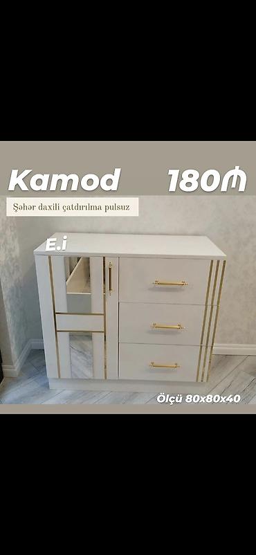 ev al: Kamod – modern və zərif dizayn - Rəng: ağ korpus, qızılı dekor — 1
