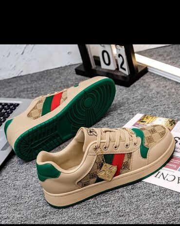 трекинговая обувь: Мужские кроссовки, 42, Gucci, Новый, цвет - Бежевый, Бесплатная доставка