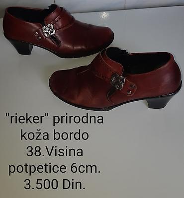 Cipele: Rieker ženske cipele od prirodne kože u bordo boji. Veličina 38 — 1