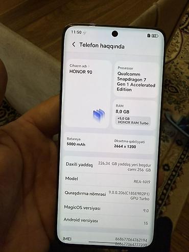 any unboxing giris: Honor 90, 256 GB, rəng - Gümüşü, Sensor — 2