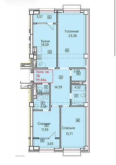 2 комн псо: 3 комнаты, 99 м², Асанбай мкр Элитка, 7 этаж, ПСО (под самоотделку) — 1