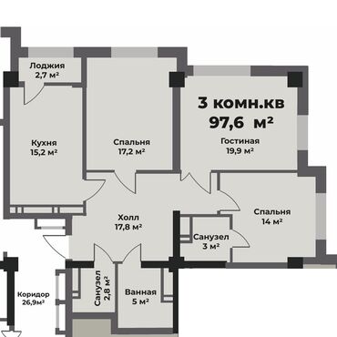 дешевый квартиры: Строится, Элитка, 3 комнаты, 97 м²