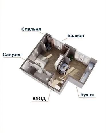 1: 1 комната, 33 м², Пишпек 4 этаж, Свежий ремонт — 2