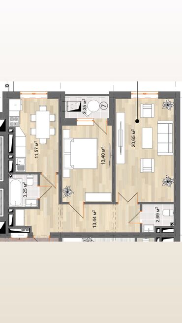 кочкор квартира: 2 комнаты, 68 м², Элитка, 5 этаж, Евроремонт