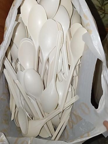 plastik qablar: Birdəfəlik plastik qaşıq və çəngəl dəsti - Rəng: ağ - Material — 3