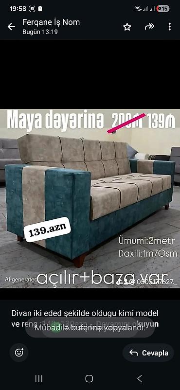 divan yastiqlari: Açılan-bazalı divanlar - Mexanizm: açılır, yataq funksiyalı; alt — 3