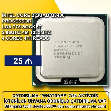 Digər kompüter aksesuarları: Prosessor Intel Core 2 Quad Core 2 Quad Q8400, 2-3 GHz, 4 nüvə, İşlənmiş