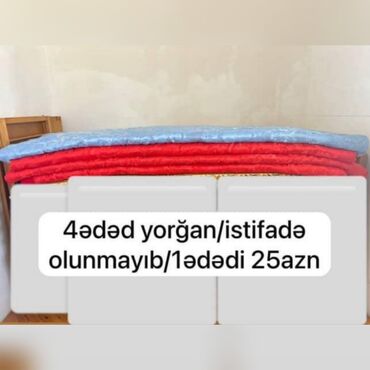 Süni güllər: 4 ədəd yorğan. Istifadə olunmayıb Qiymət: 1 ədədi 25 manat Ünvan