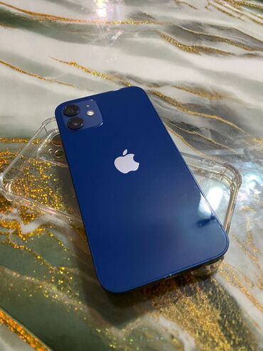Apple iPhone: IPhone 12, Б/у, 64 ГБ, Синий, Защитное стекло, Чехол, 79 %