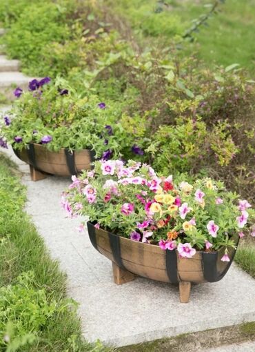 Boçkalar və çəlləklər: Dekorativ Taxta yarım boçka sifarişlə. Dekor yarı çəllək şam — 21