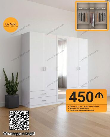Divanlar: Açılan, 4 qapılı Düz dolab, Qarderob, paltar dolabı