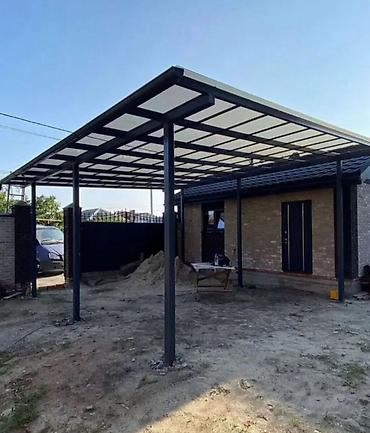 Навесы: Навес, Односкатный, Металл, Поликарбонат, Установка — 4