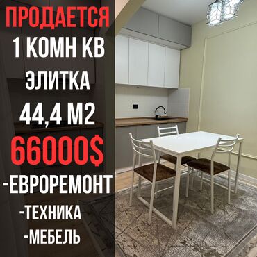 Продажа квартир: 1 комната, 44 м², Элитка, 2 этаж, Евроремонт