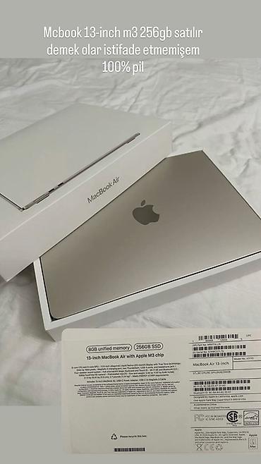 m2 macbook air: MacBook Air 13-inch (Apple M3) - Çip: Apple M3 - Yaddaş: 8 GB unified — 2
