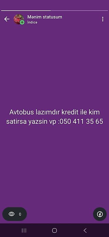 masin satis sayti: Xidmət: Avtobus axtarışı və kreditlə alış üzrə müraciət Təsvir: - — 1