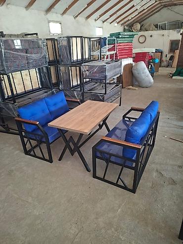 həyət mebeli: Metal karkaslı oturma dəsti – restoran, kafe, teras və bağ məkanları — 6