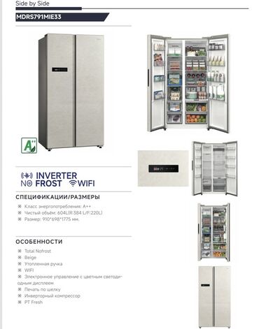 Холодильники: Холодильник Midea, Новый, Многодверный, Total no frost, 83 * 189 * 65, С рассрочкой — 7