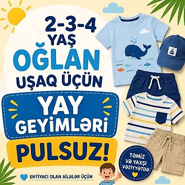 Комплекты одежды: 2-3-4 yaş oğlan uşaqları üçün yay geyimləri dəsti. Təmiz və yaxşı — 1