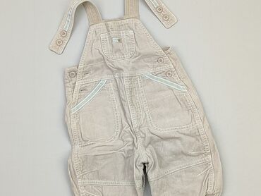spodnie beżowe woskowane: Ogrodniczki, Mothercare, 0-3 m, stan - Dobry
