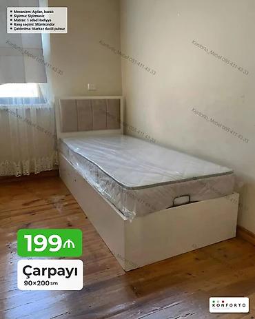 matraş: Çarpayı – 90×200 sm - Mexanizm: açılan, bazalı (altı saxlama üçün) - — 1