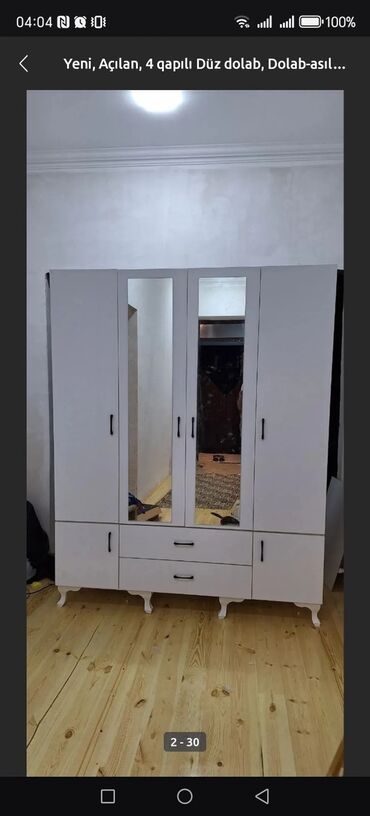 Çarpayılar: Yeni, Açılan, 4 qapılı Düz dolab, Qarderob, paltar dolabı